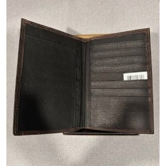 NEW Justin Low Profile Brown Genuine Leather RFID Rodeo Wallet - Picture 2 of 4